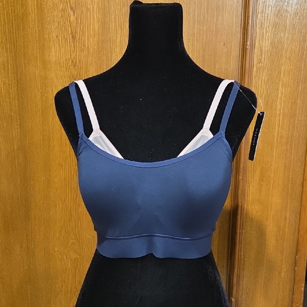 Natori Gravity Navy Blue & Pale Pink Sports Bra - 30DDD - New With Tags